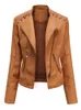 Autumn Winter Lady Pu Faux Leather Jackets Women Long Sleeve Zipper Slim Motor Biker Coat Female Outwear Tops 240122