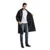 Regenmäntel, schwarzer Doppelschicht-Taschen-langer Regenmantel für Männer, Vater-Regenausrüstung, Outdoor-Regenbekleidung, wasserdichte Jacke, Hosen, Arbeitskleidung