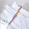 Certificati Gra 3mm 4mm Argento sterling 925 placcato oro bianco Gioielli Hip Hop Bracciale a catena tennis Moissanite rosa