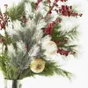 Decoratieve Bloemen 2 Stuks Kerst Vorst Wit Dennennaald Plant Decor Kunstmatige Picks Takken Kerst Plastic Bloem Faux