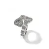 Designer Diamond Heart Shape Ring Mannen Vrouwen Volledige Cz Verharde Band Ringen Verstelbare Hip Hop Ringen Sieraden