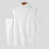 Męskie koszule męskie męskie koszulę nieregularną solidną golf długim rękawem z ubrania streetwearu 2024 Camisas inderun s-5xl