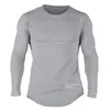 Cotton Long Sleeve Shirt Men Casual Skinny T-shirt Gym Fitness Bodybuilding Workout Tee Tops Male Crossfit Run Training Clothing 240202