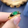 Кольца кластера 2024 Натуральный Изумруд Обручальное кольцо для женщин Размер 4X6 мм Серебро 925 пробы с позолотой Повседневная одежда Подарок