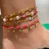 Neon Charm Star Pendant Anklets asfalterade CZ Stone Rainbow Emalj Foot Chain Gold Color Women Armband Anklet Fashion Jewelry 240125