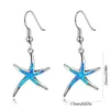 Dangle Earrings Blue Opal Ocean Starfish For Women Girl Jewelry Drop