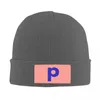 Berets P Beanie Hats Fashion Words Bonnet Men Women Casual Outdoor Sport Knit Hat Winter Design Elastic Caps