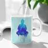 Tassen, blauer Buddha, Aquarell-Illustration, Zen und spirituelles Design für weiße Tasse, 325 ml, lustige Keramik-Kaffee-, Tee- und Milchtassen