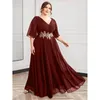 Grande taille 4XL 5XL en mousseline de soie fleur Patch V à manches courtes robe de mariage en vrac luxe col en V dentelle robe de grande taille femmes été M 240129