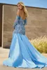 Sparkly Luxury A Line Evening Dresses Side Split Strapless Sequined Lace Applique Pärlade klänningar Sop Train Vestidos de Fiesta Prom Endan Anpassad storlek