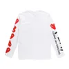 24SS Desginer CDGS Hoodie Commes Des Garcons Heyplay Fashion Brand 19 Ny Red Heart Long Sleeve Tshirt Mens and Womens Crew Neck Cotton Bottom Shirt Sleeve Heart Coupl