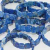 Bracciale con perline piatte quadrate di lapislazzuli azzurro, qualità semplice, pietre preziose sciolte, 12 mm, senza trattamento Colot