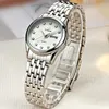 Relógios de pulso 2024 moda senhoras relógios luxo diamante prata simples elegante relógio feminino aço inoxidável à prova d'água mulheres