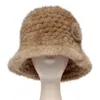 Berets Marca Moda Senhora Real Chapéu Inverno Mulheres Quentes Natural Caps Mão Malha Casual Autêntico Balde