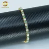 Fine Jewelry 925 Sterling Silver Women Bracelets Green Moissanite Lab Diamonds Tennis Chain Fine Necklace Bracelet