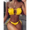 Party Decoration Bikini Sexy 2024Costume Da Bagno A Fascia Pieghettato Costumi Femminili Mini Perizoma Set Bagnante Nuoto