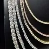 Aimgal joias finas 3mm4mm ssier banhado a ouro hip hop moissanite colar de tênis de fileira única