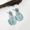 Dangle Earrings Lifefontier Unusual Blue Geometric Polymer Clay Drop For Women Handmade Foil Graffiti Pattern Earring Jewelry Wholesale