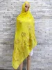 Vêtements ethniques 2024 Style Femmes africaines Écharpe d'été Musulman Mousseline de mousseline de soie Broderie Heavy Hijab avec perles pour Pashmina Turban Châles