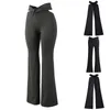 Pantaloni da donna Donna Primavera Casual Minimalista Colori solidi Tutti abbinati Pantaloni teneri Nero Sexy Vita alta Scava fuori la svasatura