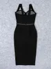 Vestidos casuais beaukey verão sexy fenda preto hl noite bandage vestido mulheres espaguete cinta maxi bodycon clube festa xl