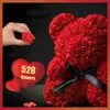 Valentine Gifts Decoration Rose Bear Artificial Flower With Box Lights Teddy For Women Girlvän Birthday Present Love 240131