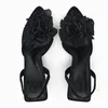 Robe chaussures fleurs Slingback talons hauts femmes pointues sandales à talons fins bout ouvert maille noire pantoufles de fête florale pompes