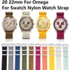 För Swatch Nylon Watch Strap Canvas Band 20mm 22mm One Piece Loop Wrist Belt Armband Moon Mercury Saturn Jupiter Earth