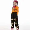 Stage Wear Costumi di danza jazz per bambini Orange Crop Top Hiphop Pantaloni Suit Bambini Modern Hip Hop Performance Clothes DN16496