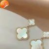 Stud Aa Designer Earrings Four-leaf Clover for Women Senior Classic Small Fragrant Wind Earring New 18k Gold Light Luxury Crystal 2023