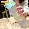 물병 600/800ml 로프와 함께 음료를위한 귀여운 차 우유 과일 컵 투명한 스포츠 한국 스타일 내열 BPA 무료