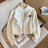 Kvinnors stickor Fashion Sequin Knitwear Woman Clothing Stand Collar dragkedja Kvinnor Tröja Cardigan Lång ärm Soft Coat Spring Autumn