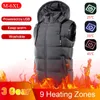 Gilet da uomo 9 aree di riscaldamento Gilet elettrico unisex 3 livelli termici con gilet invernale da uomo con cappuccio per l'escursionismo