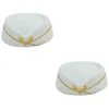 Bérets 2pcs hôtesse de l'air chapeau scène performance agent de bord cosplay accessoires beige