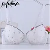 Soutien-gorge pour adolescente Style Lolita rose Push Up sous-vêtements en dentelle florale mignon doux Bralette avec armatures froncées Brasieres