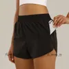 LulumelonsショートファッションLulu Womens Yoga Shorts Fit Zipper Pocket High Rise Quick Dry Lulus Lemon Women Train Shor