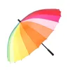 10pcs 24k arc-en-ciel parapluie anti-UV Sun Sun Big Handle Handle Straight Colorful Umbrelas Sunny and Rainy