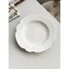 Plates 9 Inch Ceramic Plate Floral Shape Solid Color El Restaurant Household Tableware Breakfast Bread Sausage Fried-Egg