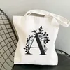 Sacos de compras Sacola Mulher Personalizada Carta Floral em Lona de Algodão Cabas Presente Gráfico Camiseta