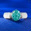 حلقات الكتلة الأوروبية والأمريكية S925 Silver White Fritillaria inlaid 7 9 Paraiba High Carbon Diamond Flower Ring