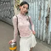 Karrram Japanese Y2K Lace Tops Vintage Harajuku Långärmning Sheer Topps 2000 -talet Pink See Through Tshirt American Retro Mesh Tops 240118