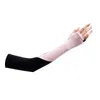 Cykelhandskar Summer Women Long Ice Silk Touch Screen Driving Glove Sleeve UV Sunscreen Outdoor Sport Fingerless Stripe Sun Mitten I68