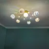Taklampor Dekorativ modern LED -lampa lämnar metallglasindustriella ljusarmaturer