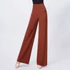 Scene Wear Double Latin Dance Pants Female Modern Straight Leg Training Brand Long High Maisted