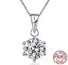 100 Real 925 Solid Silver Pendant Necklace Round Luxury 8mm 20ct Zirconia Diamond Fine Jewelry For Women Gift3697880