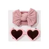 Hair Accessories Toddler Boys Girls Sunglasses Set Cute UV Protection Heart And Bow Tie Headband For Pography