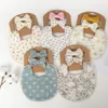 9sets / lot Baby Flower Bibs Bandbands Bow Nylon Bandons de cheveux Double côté Salive Nournure Burp Tissu écharpe Boys Filles Heaves 240124