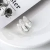 클러스터 링 925 스털링 실버 기하학적 열린 반지를위한 소녀 소녀 간단한 패션 중공 디자인 보석 파티 선물 드롭 드롭