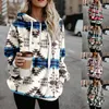 Frauen Hoodies 2024 Frauen Mode Herbst Winter Lamm Wolle Ethnischen Stil Gedruckt Pullover Streetwear Harajuku Hoodie