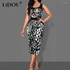 Casual Dresses Retro Fashion Leopard Print midja Bodycon Tank Dress 2024 Summer Sexig Elegant Evening Party Sheath Vestido de Fiesta